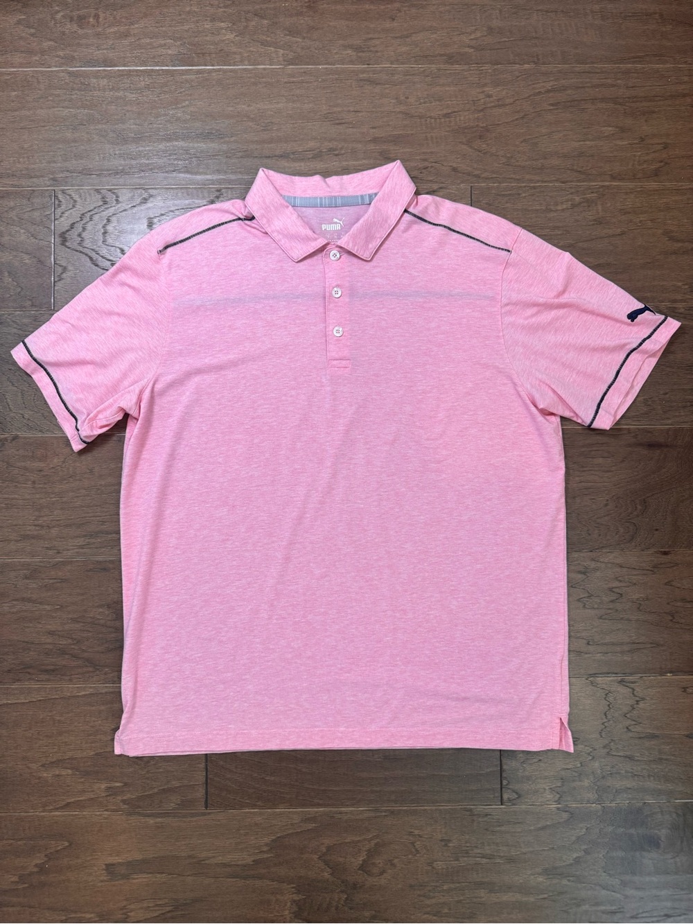 Puma Men's Pink Golf Polo with Contrast Trim - Lightweight